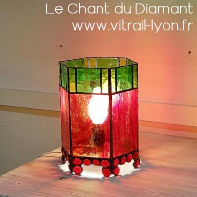 Luminaire en tiffany verre rouge et vert