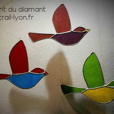 Oiseaux en verre et tiffany realisation marion rusconi lyon69